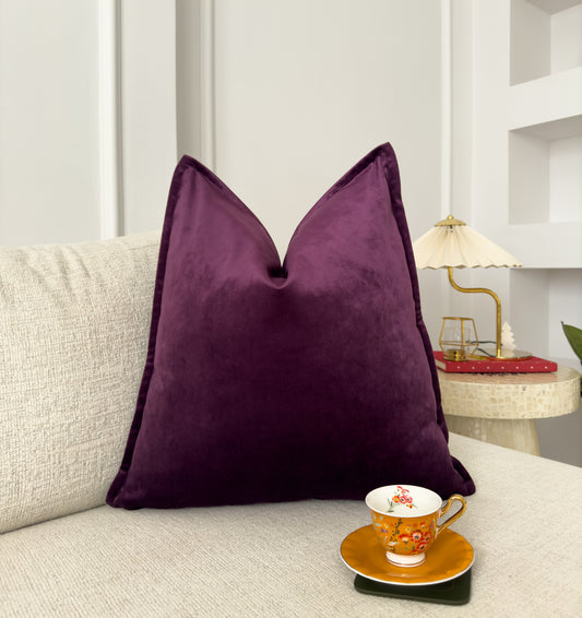 Velvet Aubergine Cushion Cover Decorative Deep Purple Pillow Covers (All Sizes)