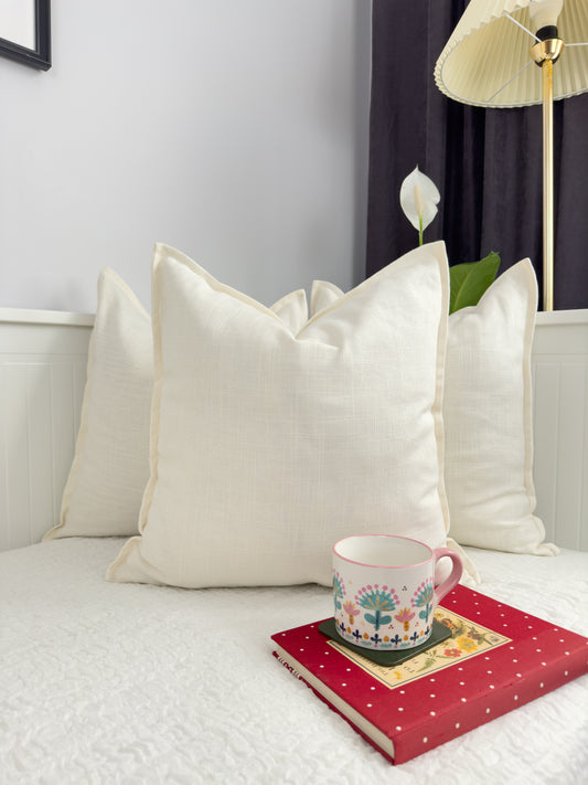 Linen Cream Lumbar Cushion Cover Long Body Pillow Cover (All Sizes)