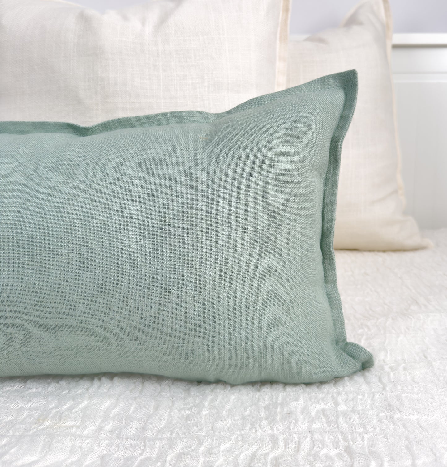 Linen Sage Green Lumbar Cushion Cover Mint Green Lumbar Pillow Cover (All Sizes)