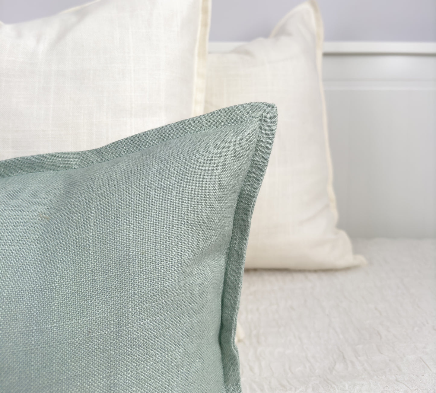 Linen Sage Green Lumbar Cushion Cover Mint Green Lumbar Pillow Cover (All Sizes)