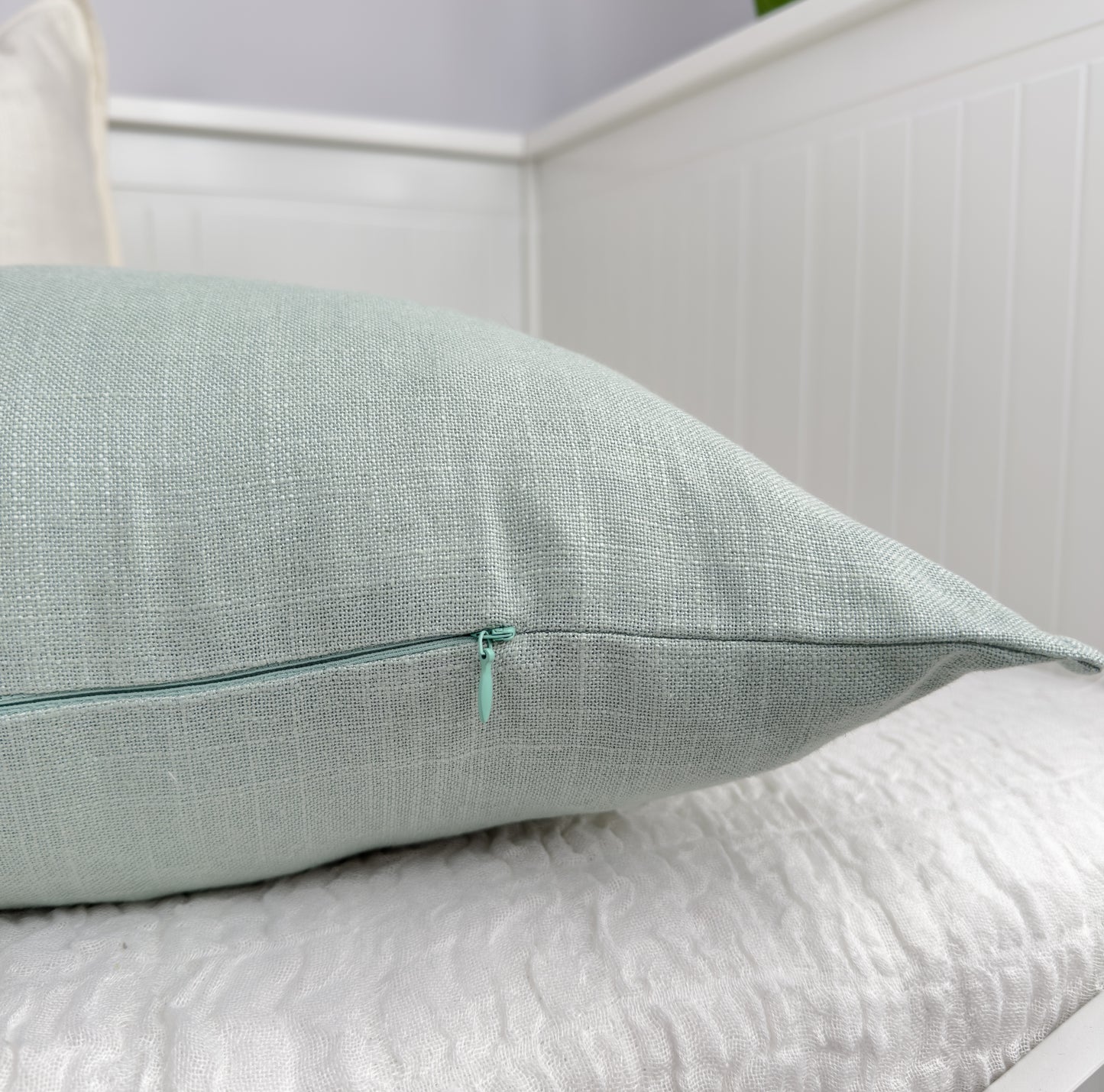 Linen Sage Green Lumbar Cushion Cover Mint Green Lumbar Pillow Cover (All Sizes)