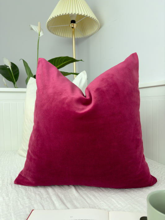 Luxury Hot Pink Velvet Cushion Cover Decorative Rose Red Throw Pillow Cover (All Sizes)