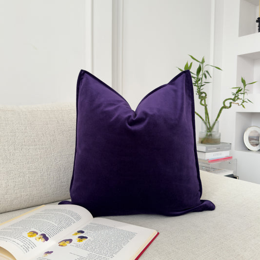 Cotton Velvet Deep Purple Cushion Cover (All Sizes)