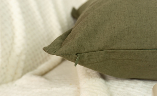 Natural Linen Moss Green Cushion Cover, Linen Green Throw Pillow Cover, Decorative Linen Pillows 18x18'' 20x20''