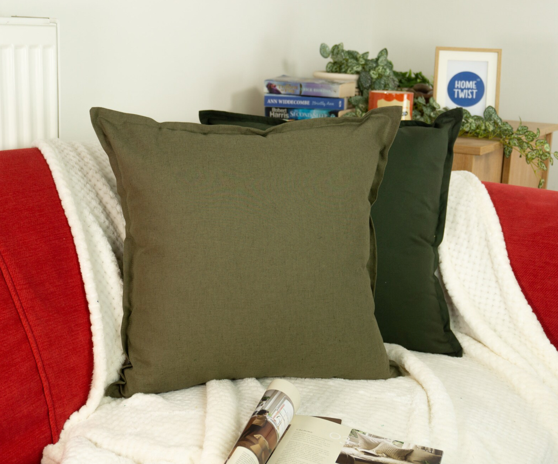 Natural Linen Moss Green Cushion Cover, Linen Green Throw Pillow