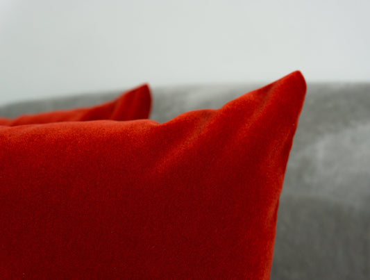 Velvet Tomato Red Cushion Cover, Rust Red Throw Pillow (All Sizes)