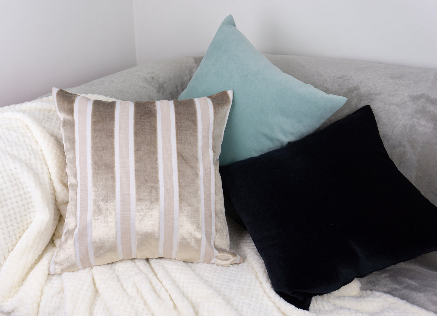 Luxury Decorative Velvet Greylish Cushion Cover, Velvet Pillow Cover 43x43cm, 17x17 Inches