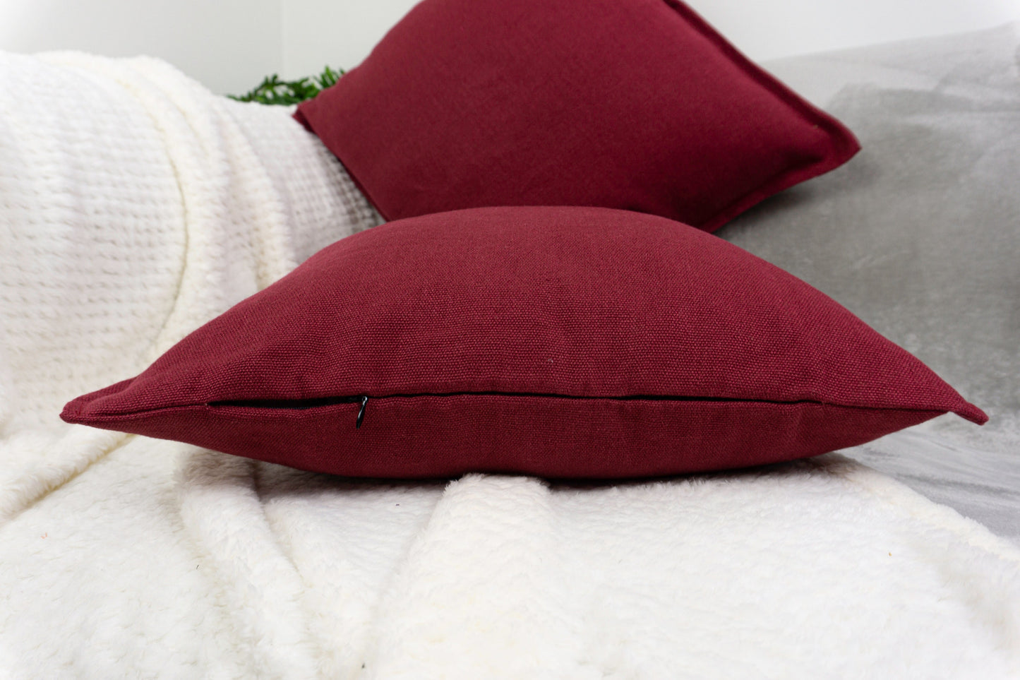 Natural Linen Wine Red Cushion Cover I Pillowcase I Throw Square Pillow cover I Home Sofa Decor 18x18inch