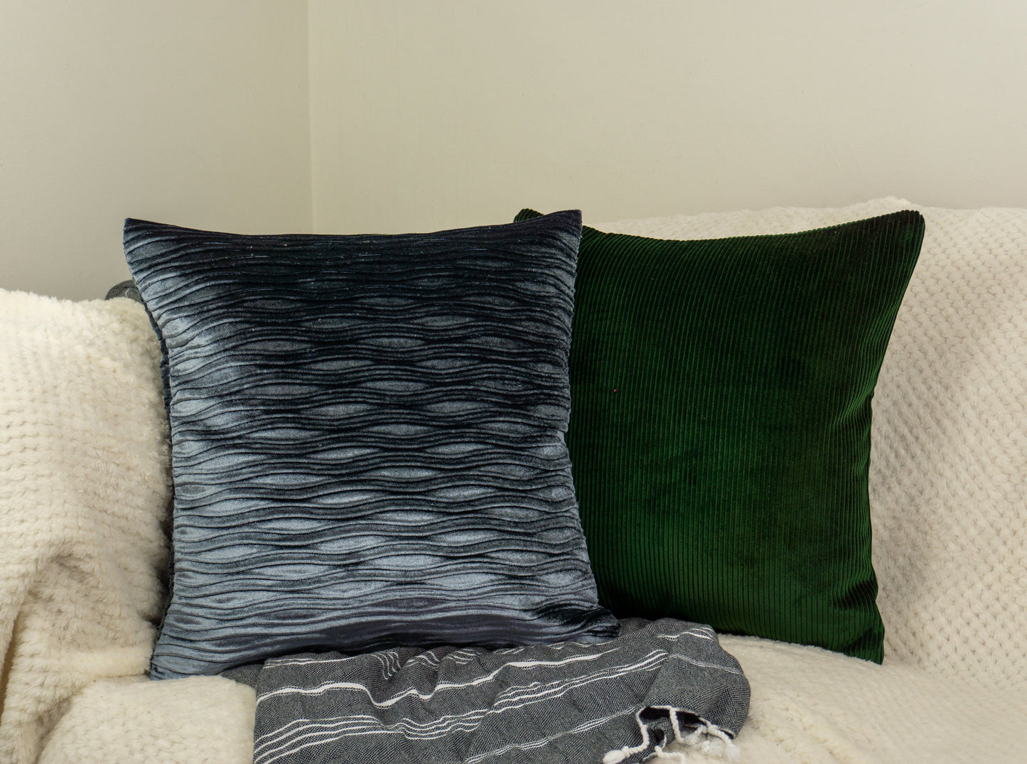 Handmade Navy Blue Decorative I Farmhouse Decor Cushion Cover Throw Pillowcase I Home Sofa Decor 17''x17'' 43x43cm by HomeTwist