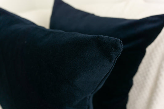 Dark Navy Blue Velvet Cushion Cover, Dark Blue Throw Pillow Cover (All Sizes)