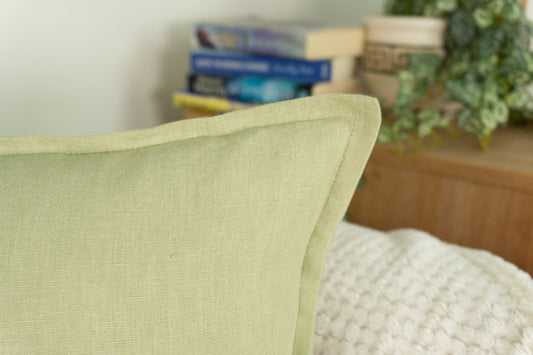 Natural Linen Pale Green Cushion Cover