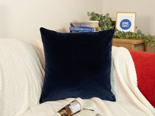 Dark Navy Blue Velvet Cushion Cover, Dark Blue Throw Pillow Cover (All Sizes)