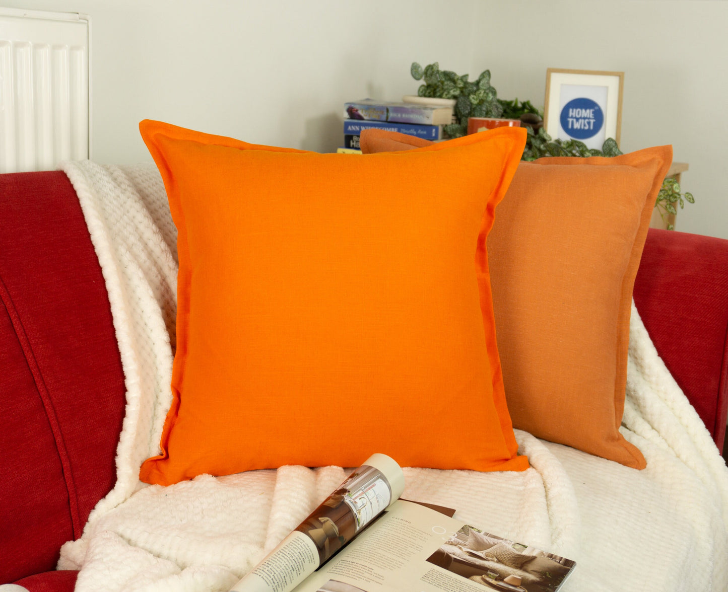 Natural Linen Orange Cushion Covers I Linen Throw Pillowcase Sofa Cushion Cover 45x45, 50x50cm