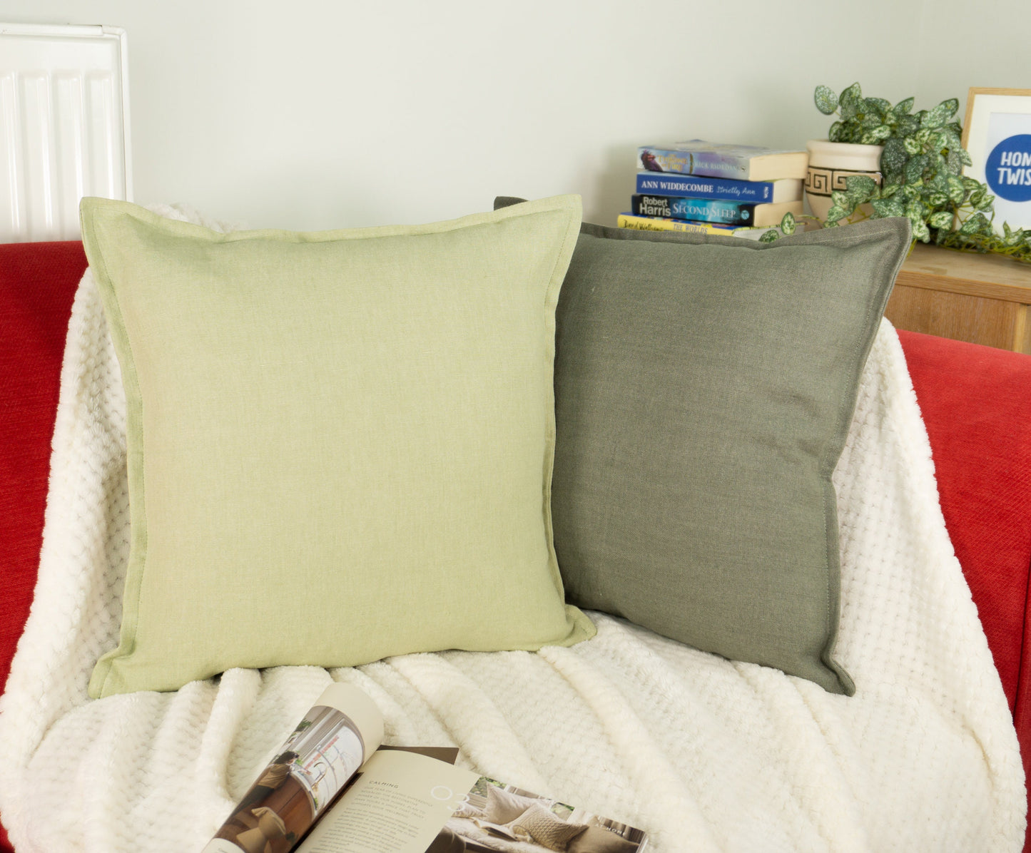Natural Linen Pale Green Cushion Cover