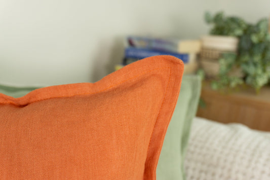 Natural Linen Burnt Orange Cushion Covers I Linen Throw Pillowcase Sofa Cushion Cover Home Decor 45x45cm