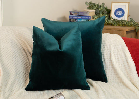Luxury Velvet Emerald Green Cushion Cover, Dark Green Pillow Cover (All Sizes)