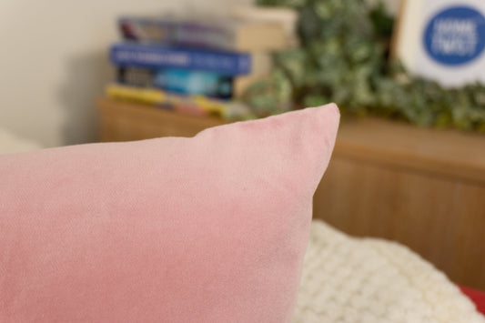 Velvet Baby Pink Cushion Cover Decorative Blush Pink Lumbar Cushion (All Sizes)