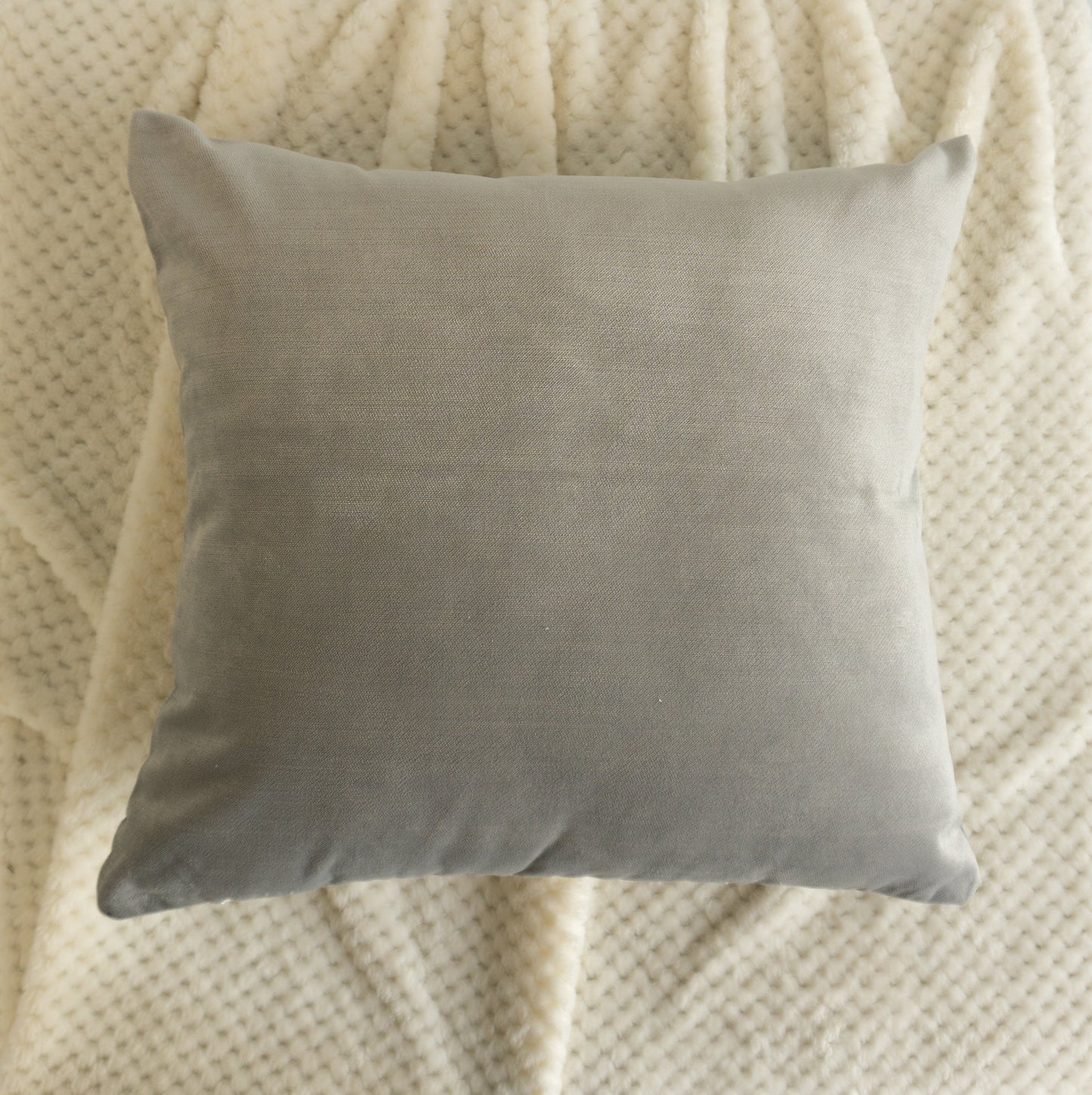 Velvet Light Grey Cushion Cover, Light Grey Velvet Throw Pillow, Cushion Cover 45x45cm