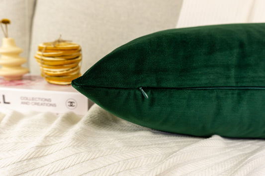 Velvet Dark Green Cushion Cover Forest Green Pillow (All Sizes)