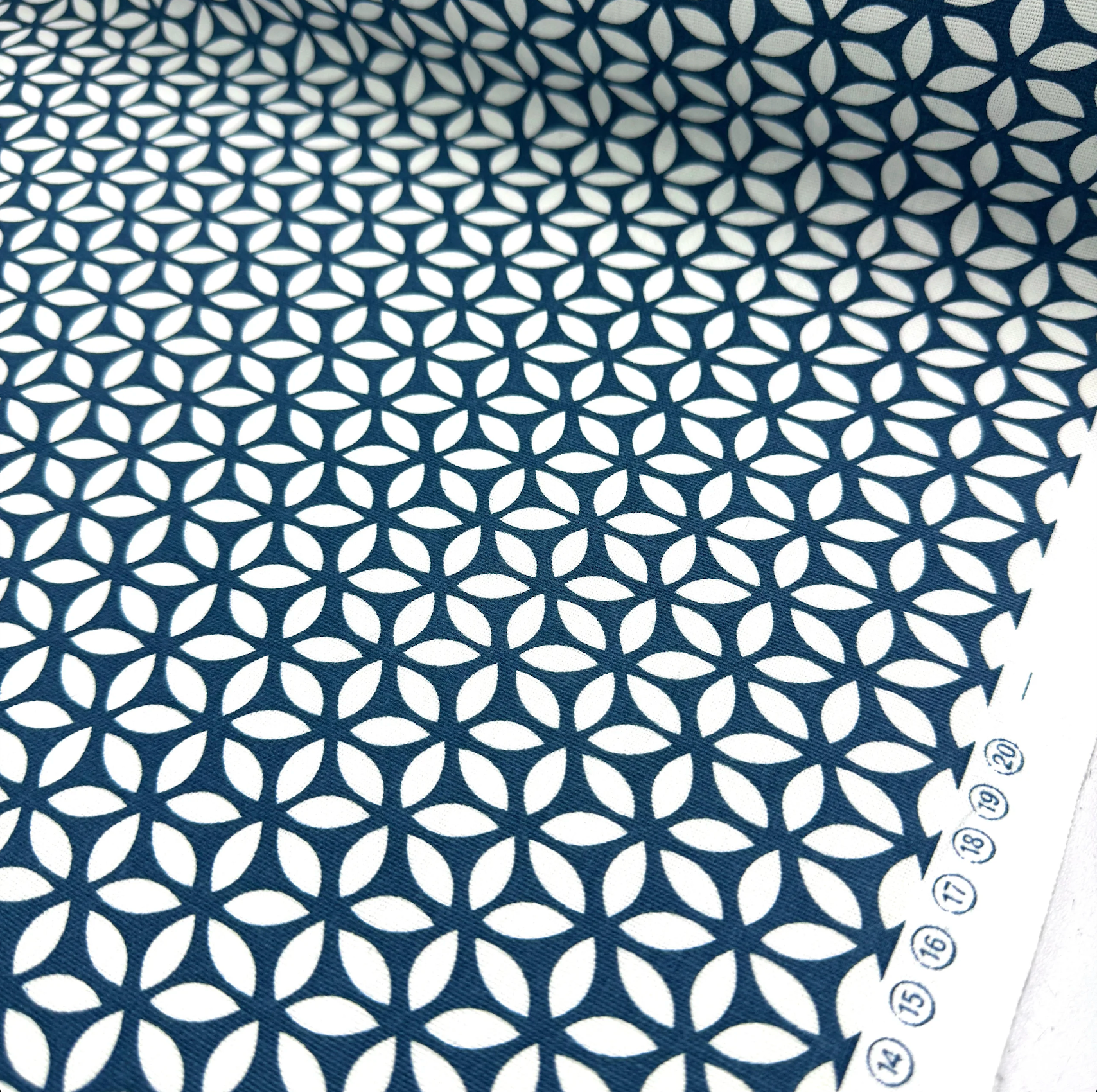 Geo navy geometric cotton fabric by Clarke and Clarke, 100% cotton 140cm wide