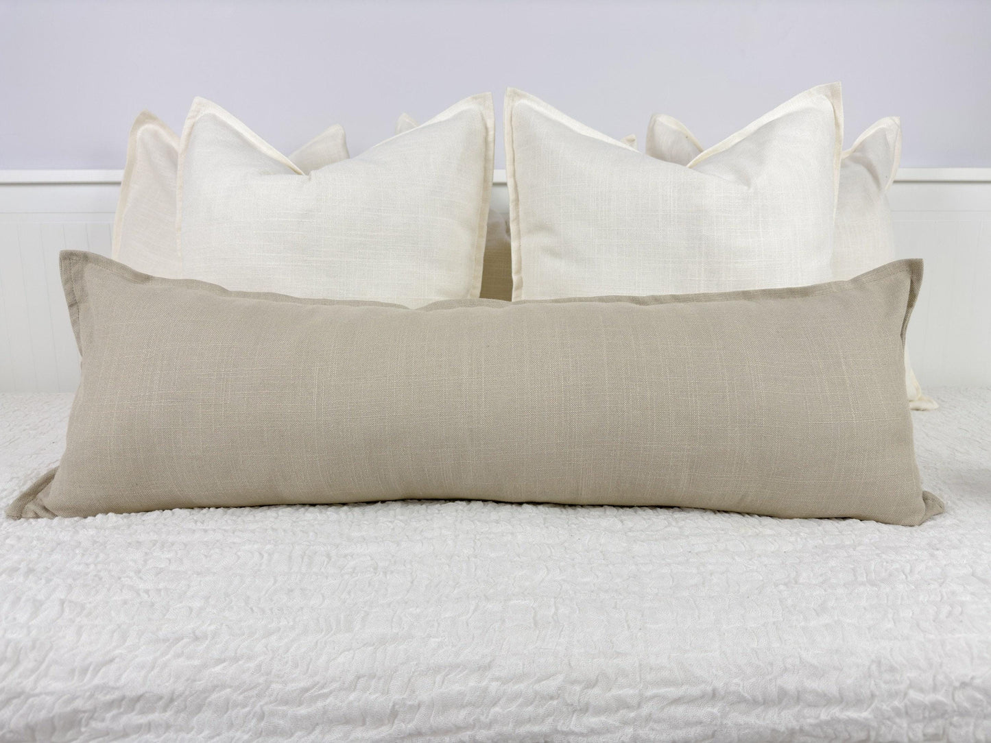 Linen Beige Lumbar Cushion Cover Long Ivory Pillow Cover Lumbar (All Sizes)