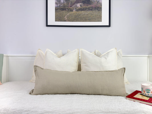 Linen Beige Lumbar Cushion