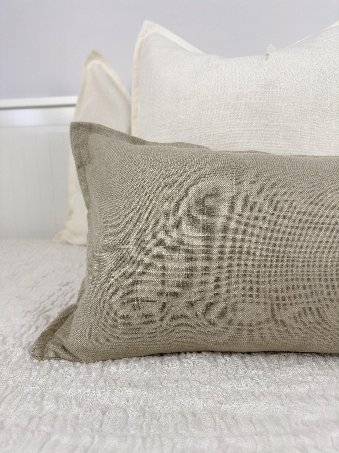 Linen Beige Lumbar Cushion Cover Long Ivory Pillow Cover Lumbar (All Sizes)