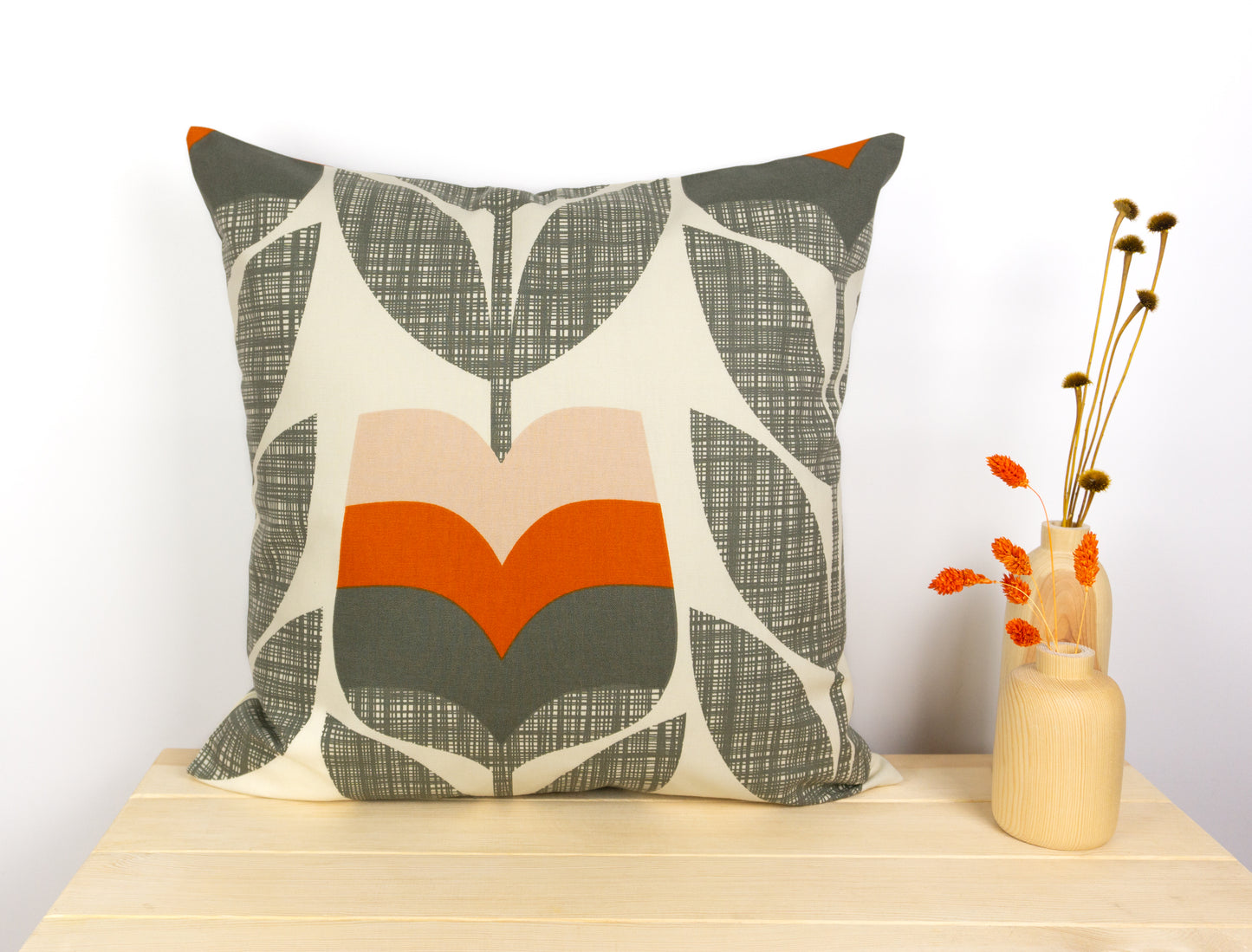 Cotton Linen Linear Stem Scandinavian Style Cushion Covers  All Sizes (16 Colour Options)