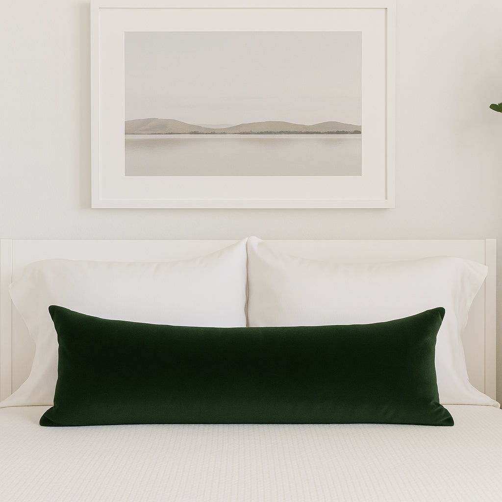 Luxury Velvet Dark Green Extra Long Lumbar Cushion Cover (All Sizes)