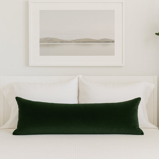 Luxury Velvet Dark Green Extra Long Lumbar Cushion Cover (All Sizes)