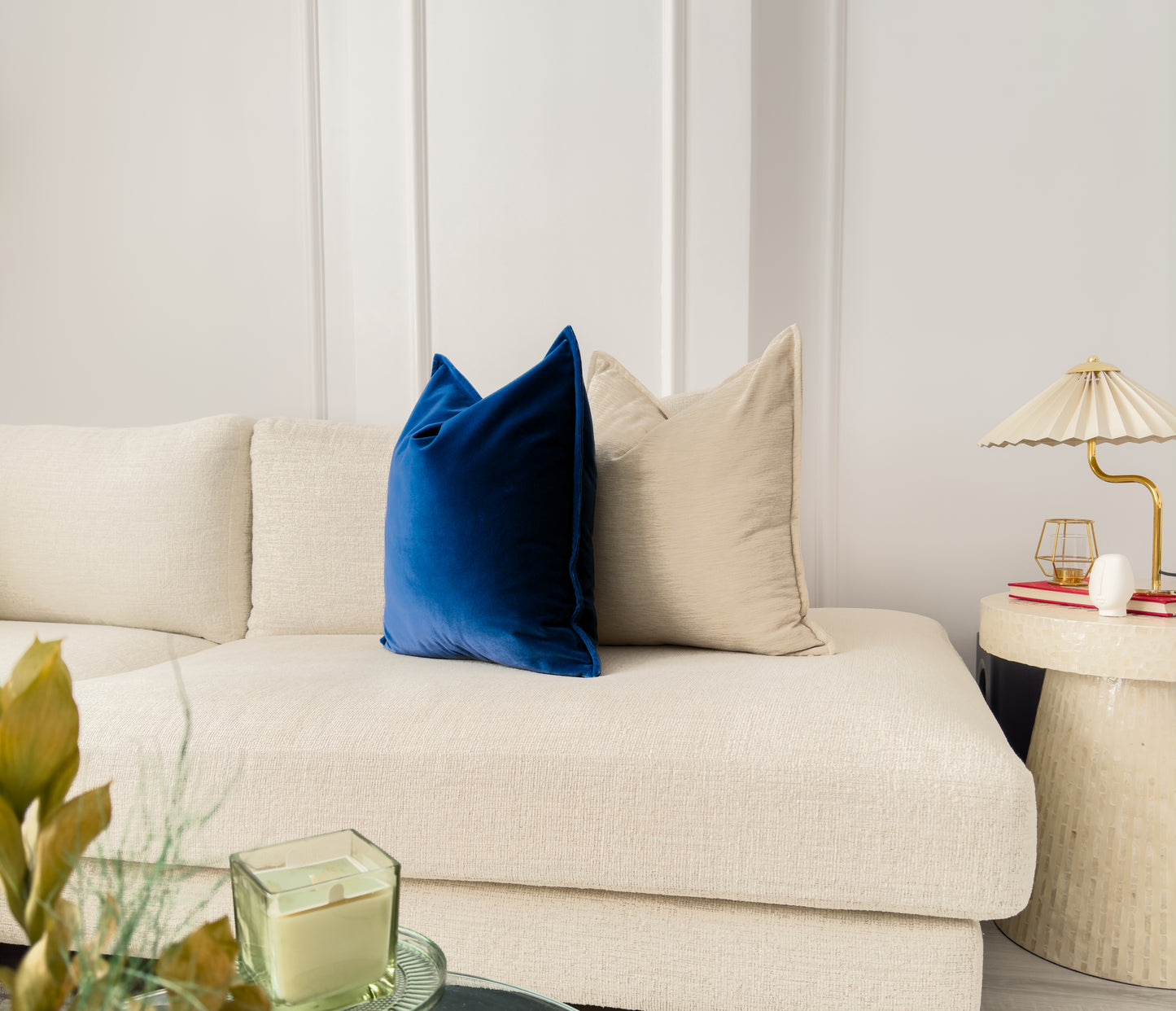 Luxury Navy Blue Cotton Velvet Cushion Cover (All Sizes)