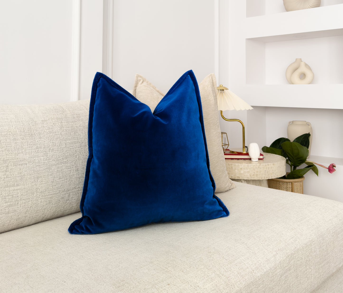 Luxury Navy Blue Cotton Velvet Cushion Cover (All Sizes)