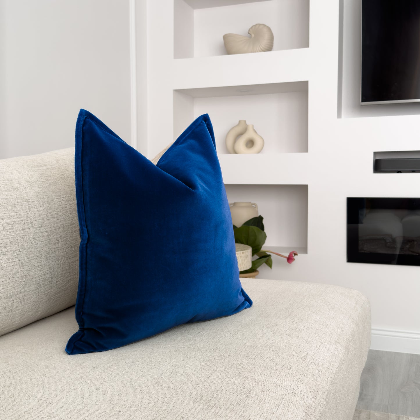 Luxury Navy Blue Cotton Velvet Cushion Cover (All Sizes)