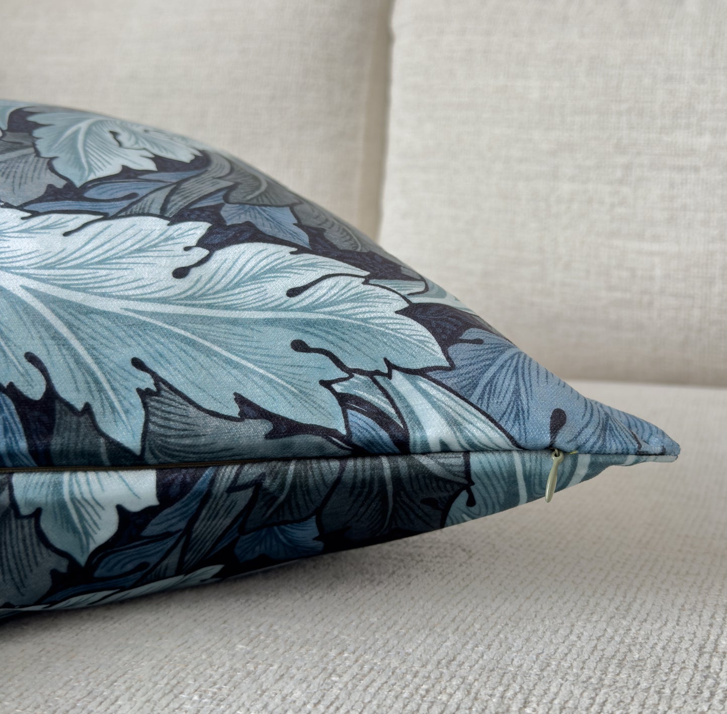 William Morris Acanthus Blue Velvet Cushion Cover Art Deco Pillow Decor (All Sizes)