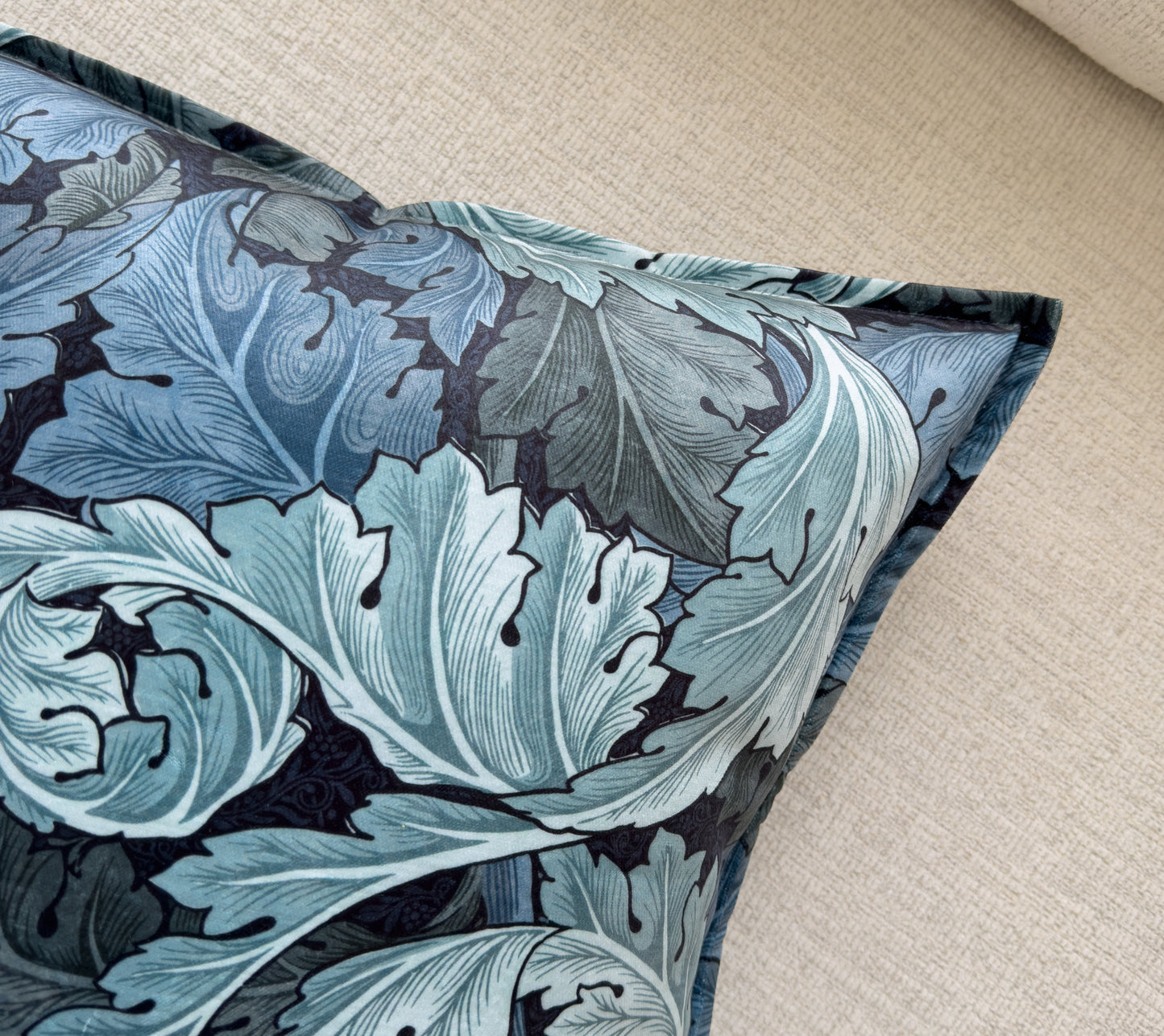 William Morris Acanthus Blue Velvet Cushion Cover Art Deco Pillow Decor (All Sizes)