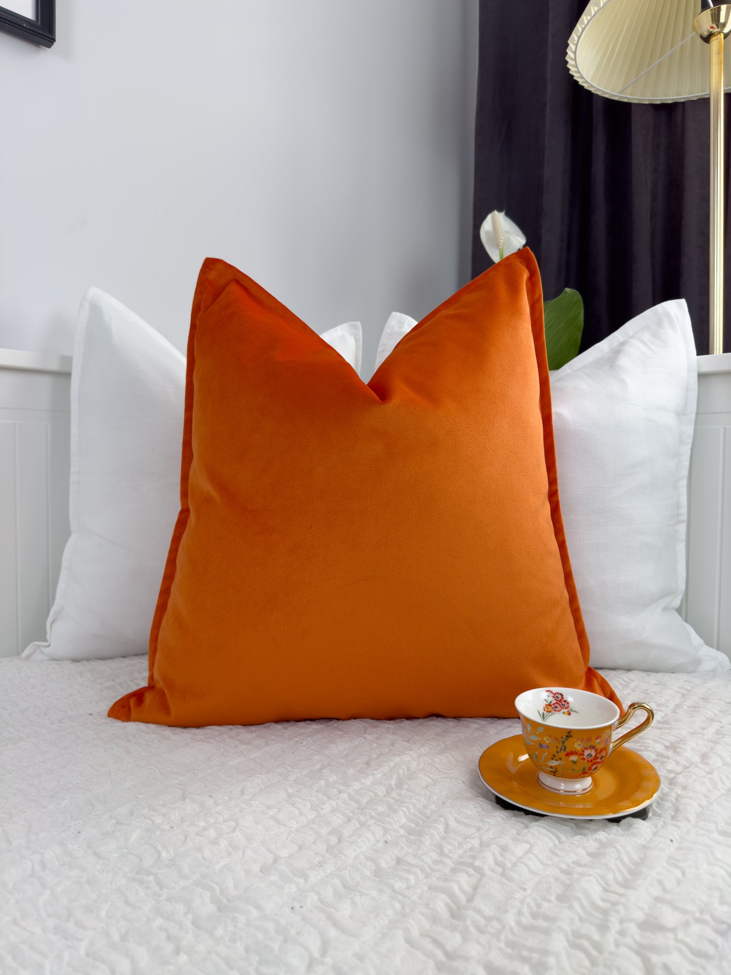 Velvet Vibrant Orange Cushion Cover Decorative Orange Throw Pillow Cover (All Sizes)