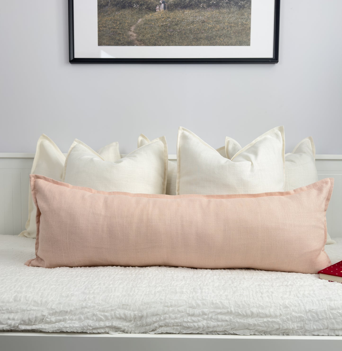 Dusty Pink Linen Lumbar Cushion Cover Extra Long Pillow Cover (All Sizes)