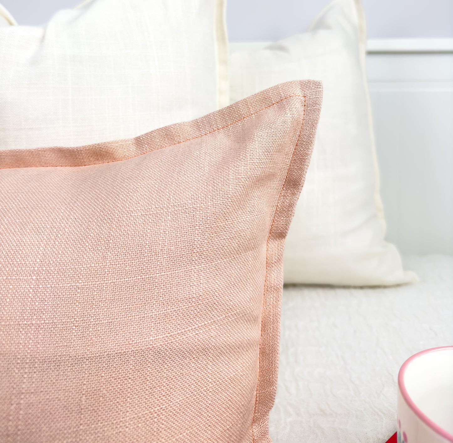 Dusty Pink Linen Lumbar Cushion Cover Extra Long Pillow Cover (All Sizes)