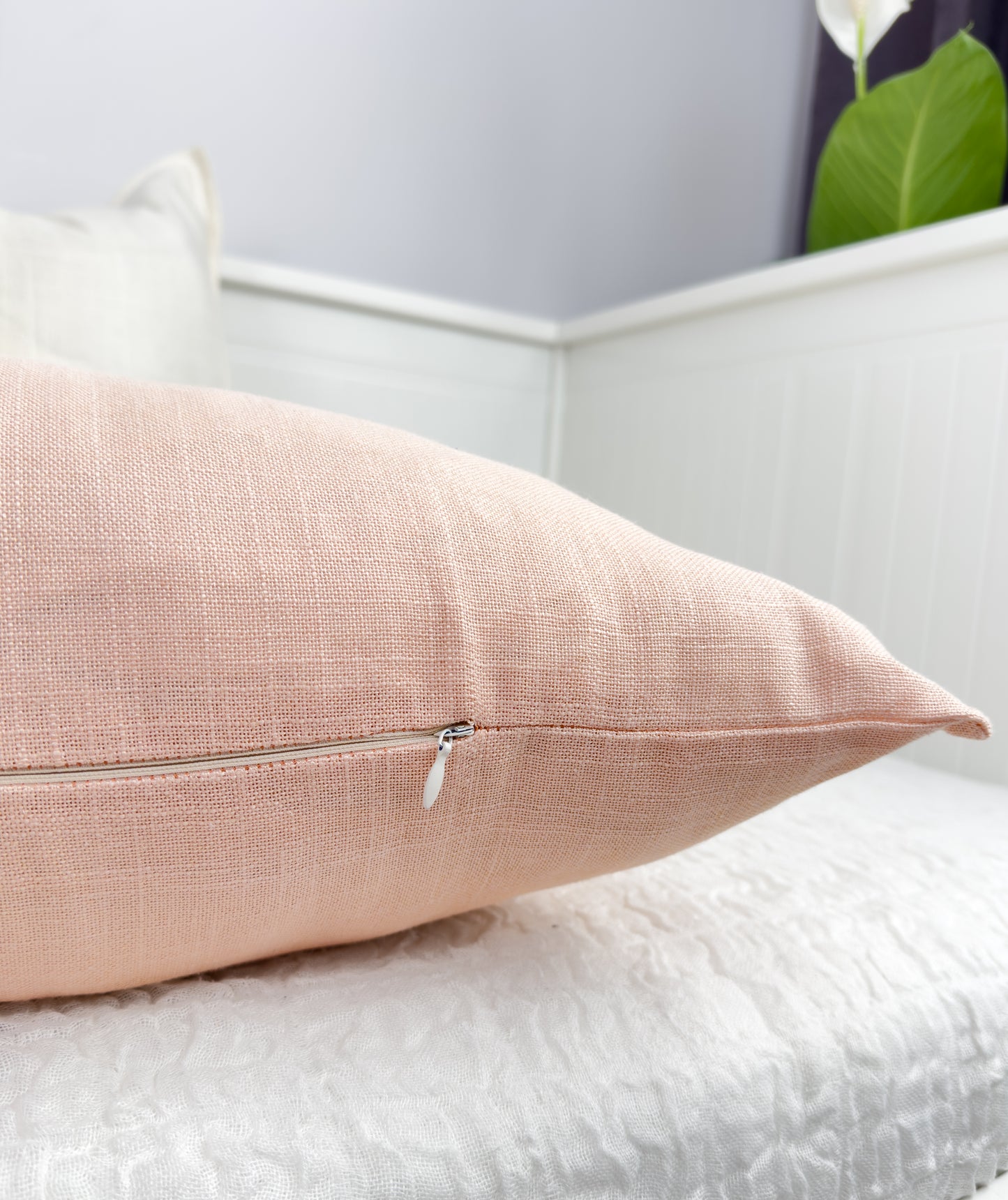 Dusty Pink Linen Lumbar Cushion Cover Extra Long Pillow Cover (All Sizes)