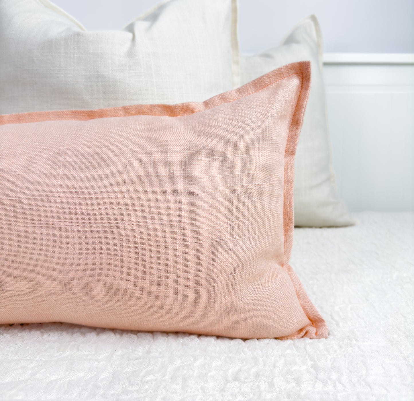Dusty Pink Linen Lumbar Cushion Cover Extra Long Pillow Cover (All Sizes)