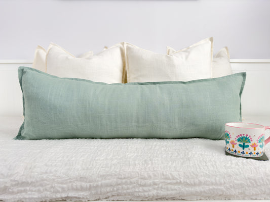 Linen Sage Green Lumbar Cushion Cover Mint Green Lumbar Pillow Cover (All Sizes)