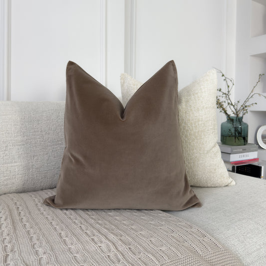 Handmade Velvet Taupe Cushion Cover (All Sizes)