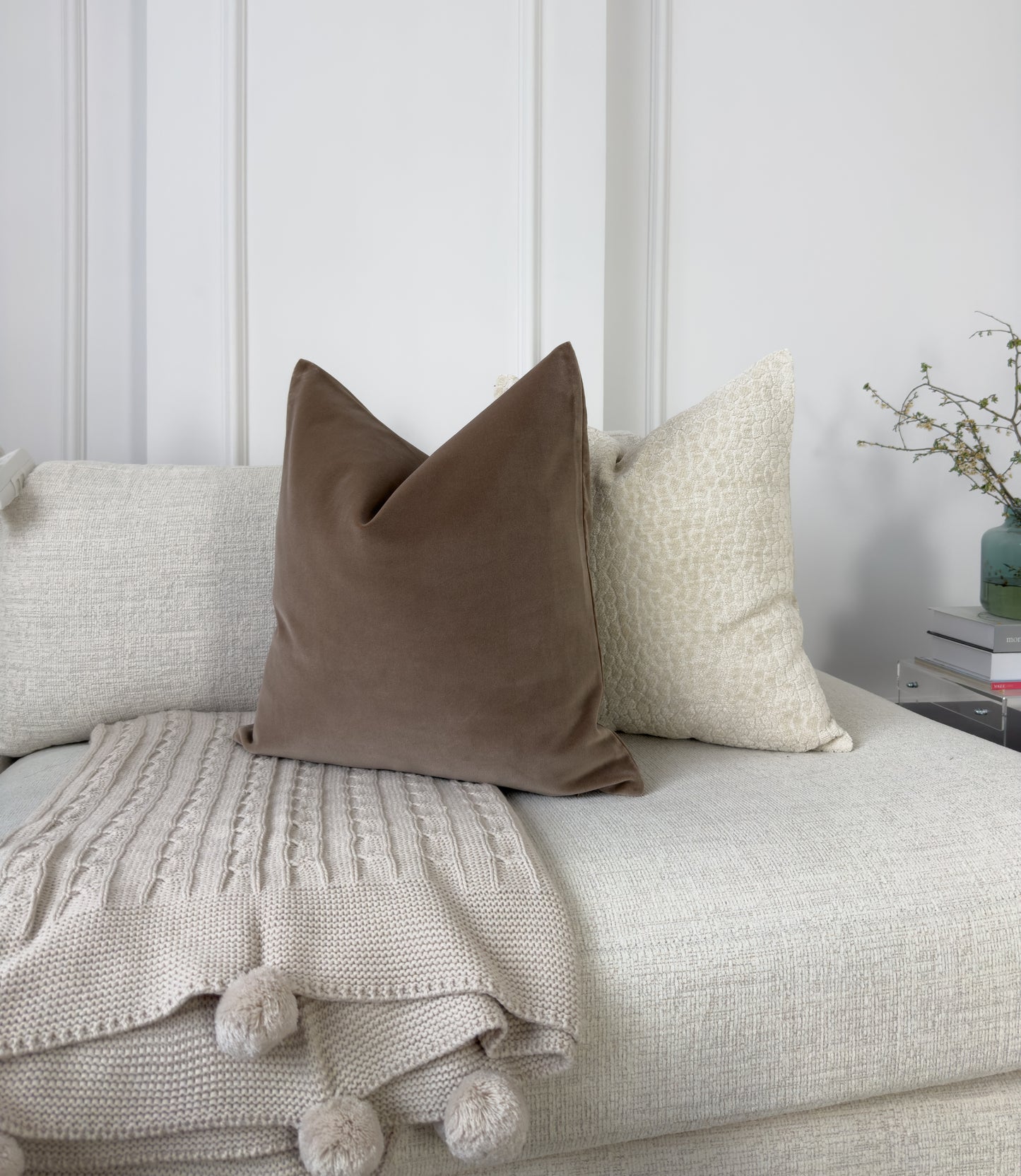 Handmade Velvet Taupe Cushion Cover (All Sizes)