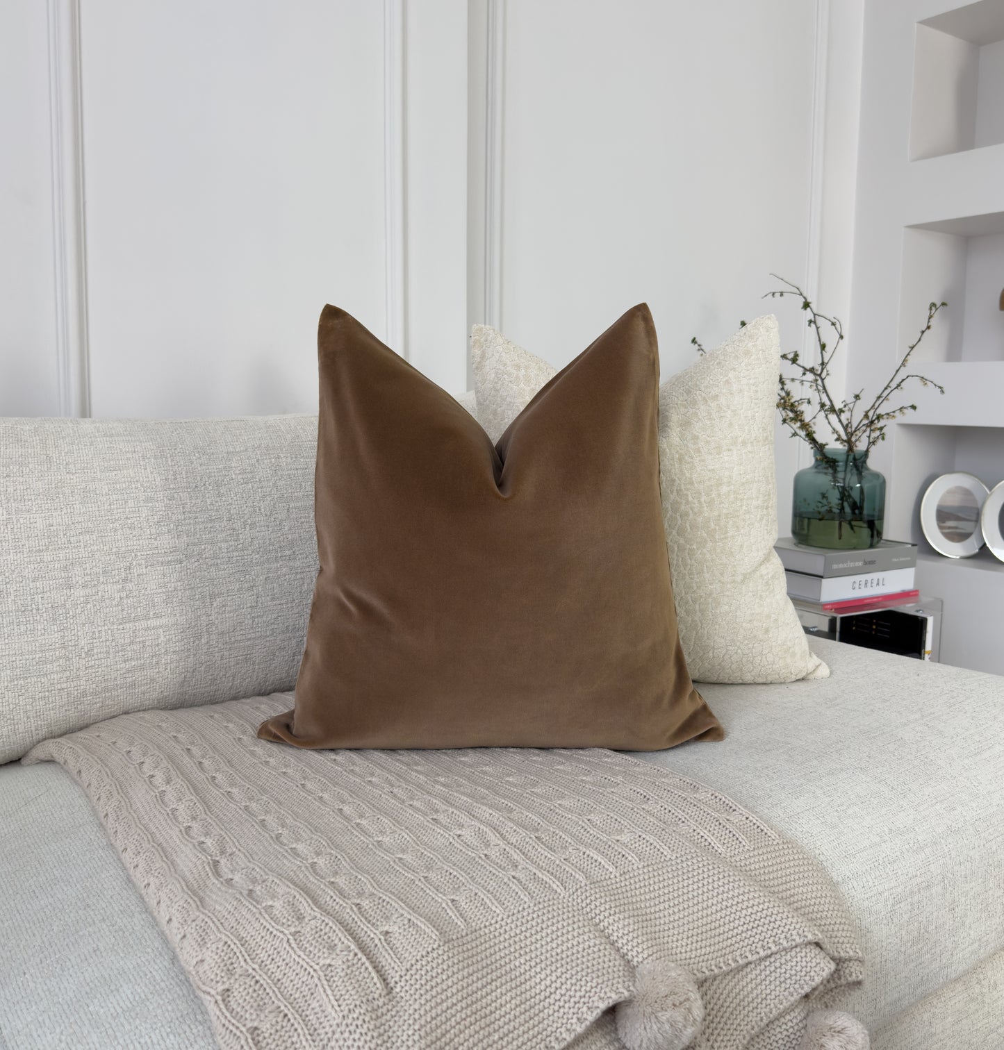Velvet Taupe Cushion Cover (All Sizes)