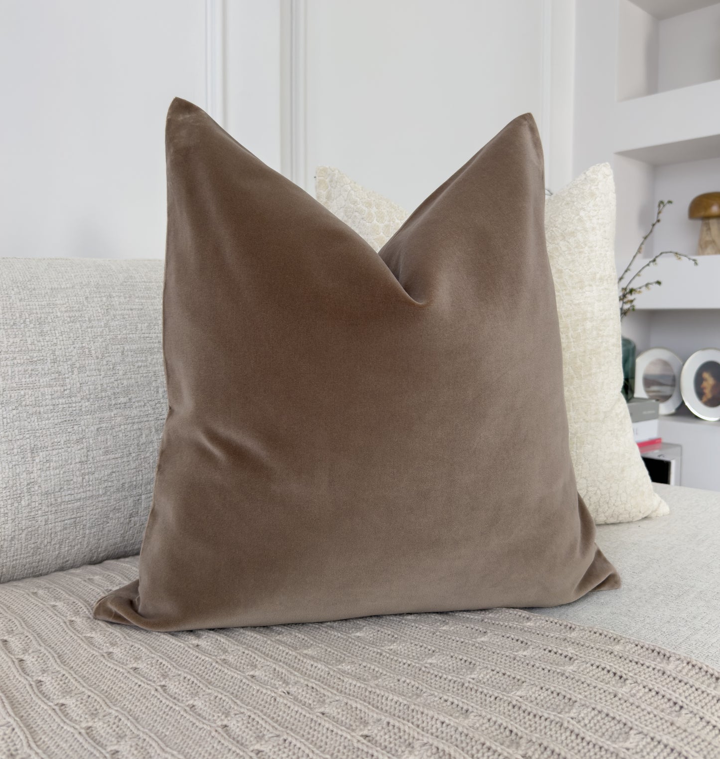 Handmade Velvet Taupe Cushion Cover (All Sizes)