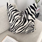 Zebra Velvet Cushion Cover Black Cream Animal Print Pillow Cover (All Sizes)