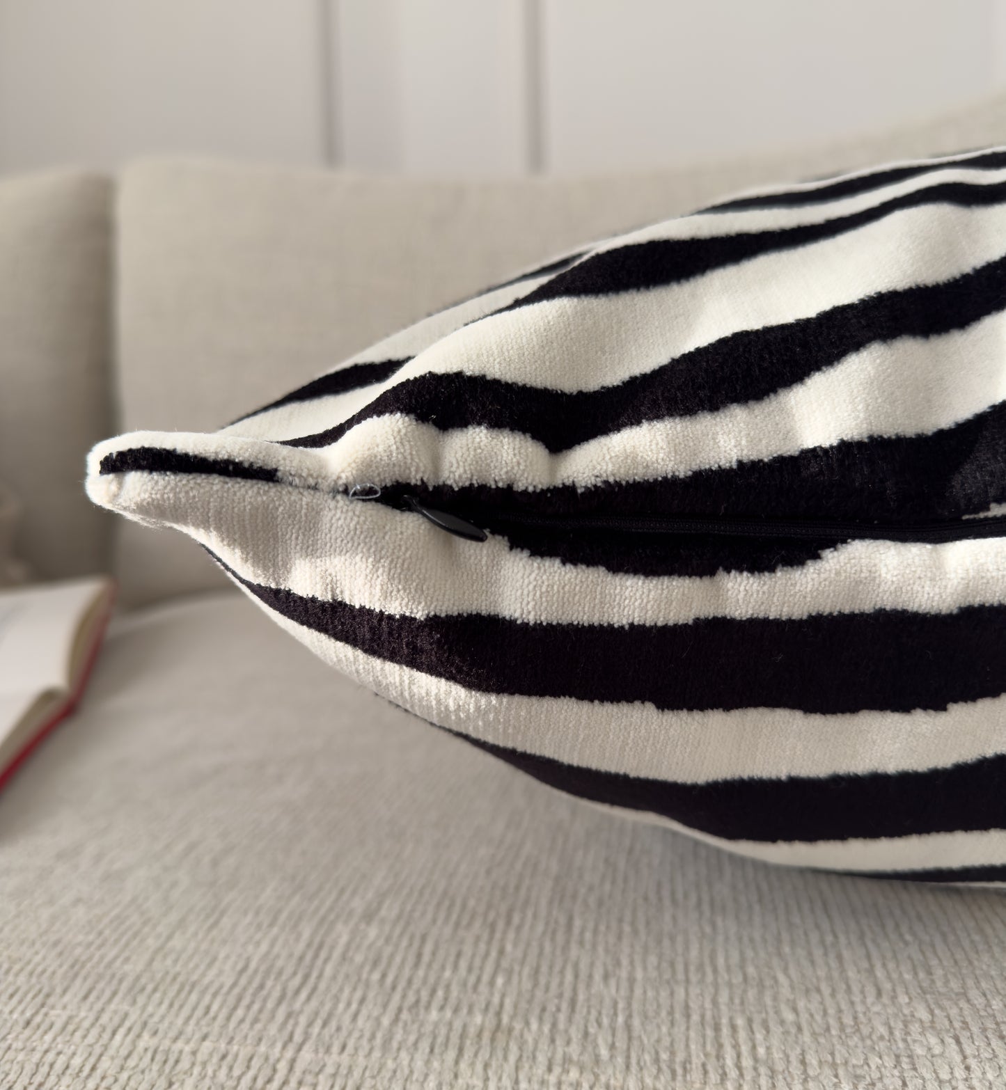 Zebra Velvet Cushion Cover Black Cream Animal Print Pillow Cover (All Sizes)
