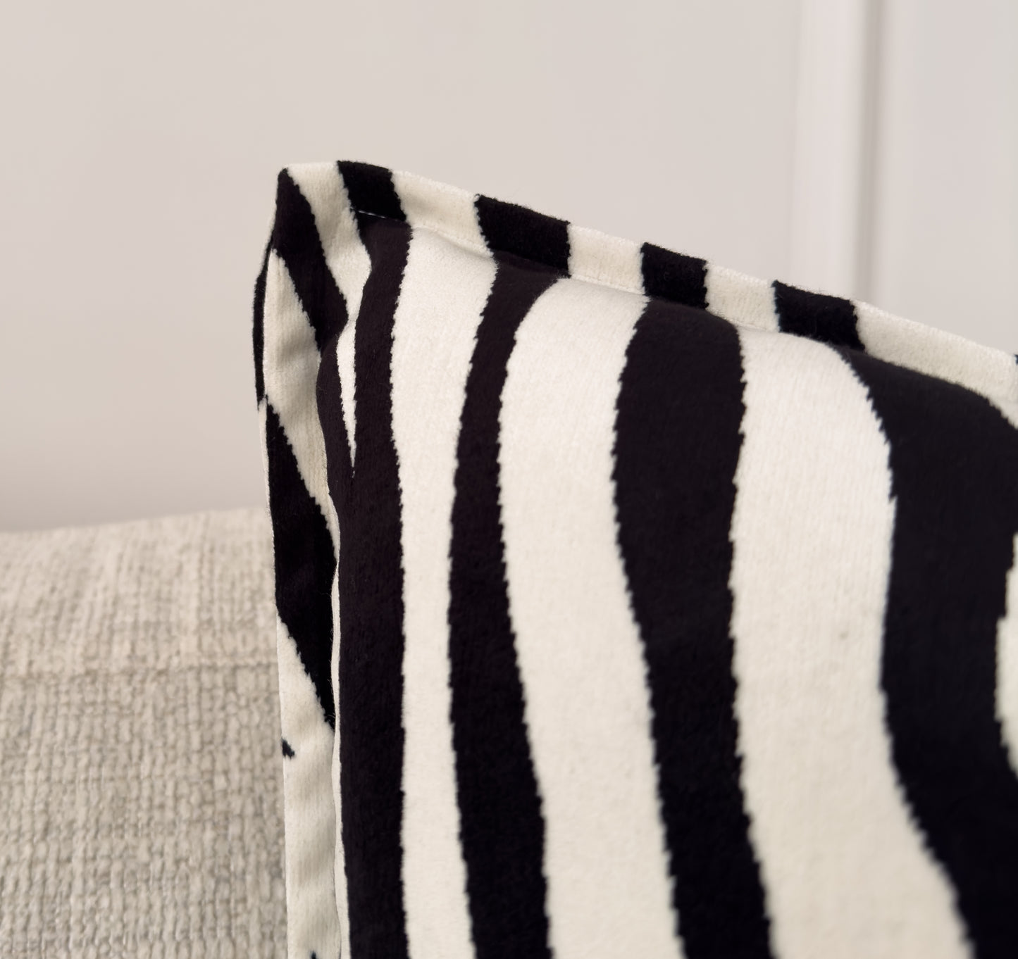 Zebra Velvet Cushion Cover Black Cream Animal Print Pillow Cover (All Sizes)