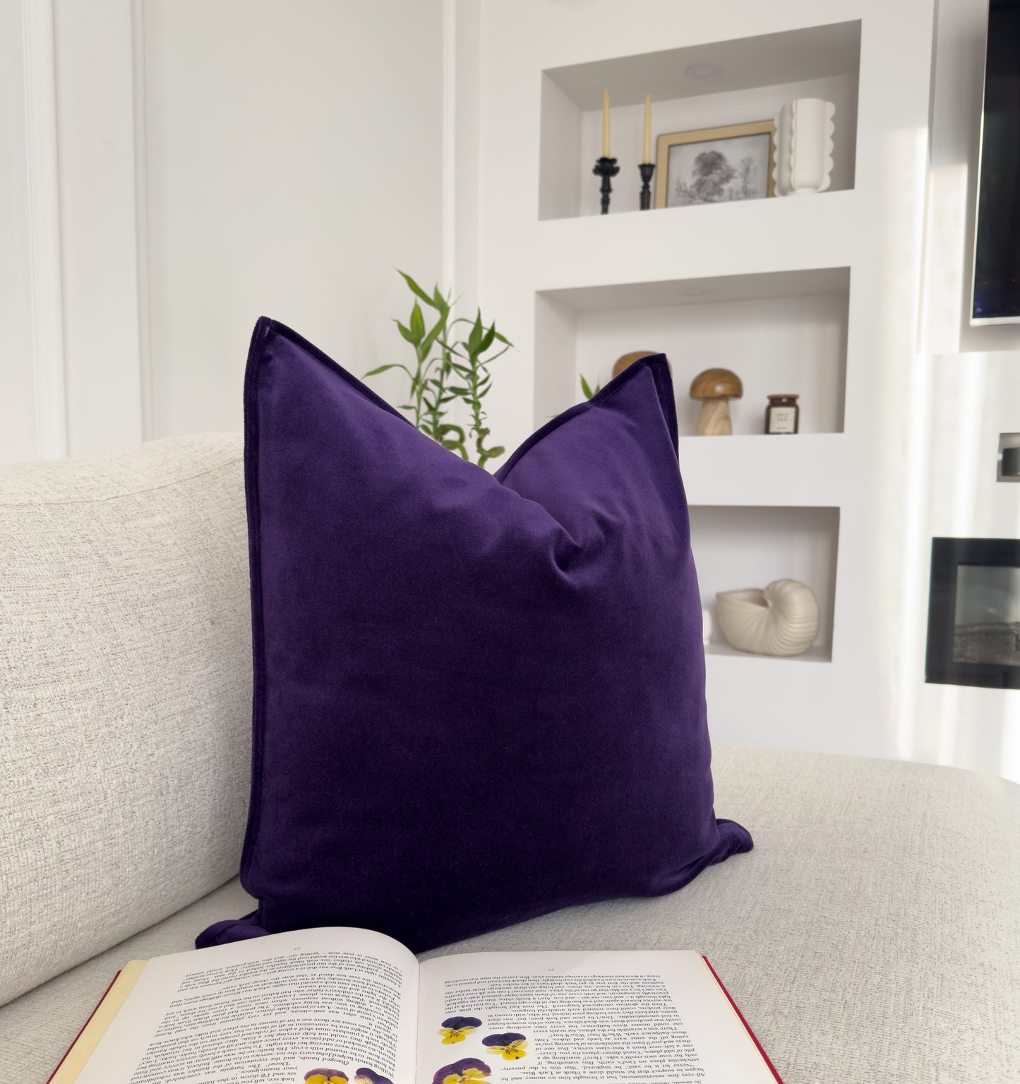 Cotton Velvet Deep Purple Cushion Cover (All Sizes)