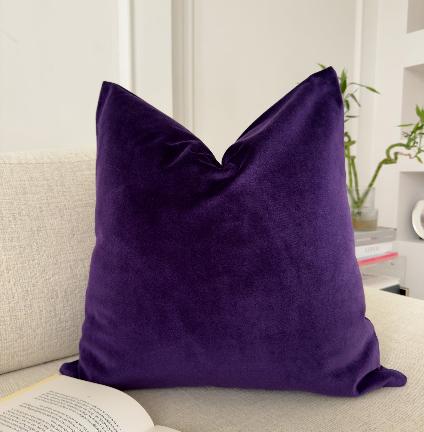 Cotton Velvet Deep Purple Cushion Cover (All Sizes)